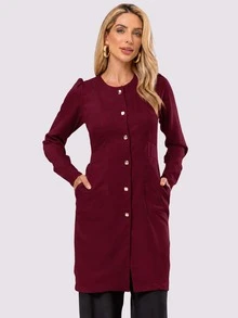 Women's Gabardine Button-Down Long Sleeve Lab Coat Oli - Rubi - View 1
