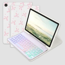Bow Pattern Keyboard Protective Case Compatible With Samsung Galaxy Tab / / Pad Se, Detachable Colorful Backlit Bluetooth Keyboard, Lightweight Stand Case With Pen Slot (Pen Not Included) - Bow - View 1