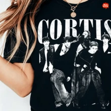 Sommartopp 90-tals vintage CORTI S bootleg T-shirt Malle outfit - Svart - Visa 1
