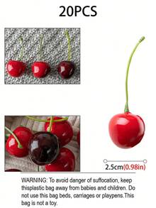 20pcs Artificial Cherry Fruit Model, Photo Props Decor Gifts Birthday Graduation - Multicolor - View 7
