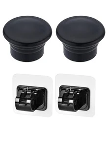 4pcs Auxiliary Hooks, No-Drill Curtain Rod Bracket Set, Self-Adhesive, Curtain Rod Hooks, Curtain Rod End Caps, Curtain Rod Clips, Fixed Adhesive Bracket Clips, Telescopic Rod For Door Curtain No-Drill Installation, Suitable For Fashion Home Decor, Practical Hooks, Adjustable Wall Hooks, Bedroom Living Room, Suitable For Kitchen, Bathroom, Home Essential - Multicolor - View 14