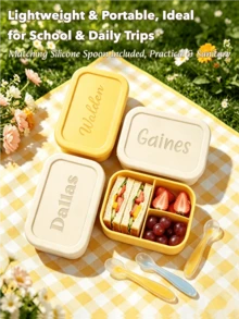 Customized Back To School Silicone Bento Box, Back To School Gift, Personalized Student Food Storage Portable Lunch Box, Practical School Supplies, Suitable For Students, Office Workers, Home Meal, Fruit, Dessert Storage, Leakproof - Multicolor - View 9