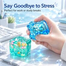 2pcs Transparent Square Squeeze Toy Set, Snowflake & Shell Design, Soft Stress Relief Building Blocks, Healing Hand Fidget Toys For Adults And Kids To Relieve Anxiety - Multi-color 2pc Set - View 2