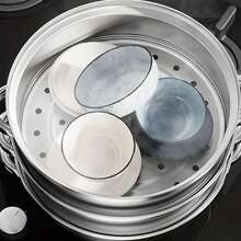 One Set Of Single-Layer, Double-Layer, And Triple-Layer Thickened Stainless Steel Steamer With A Glass Lid, A Multi-Functional Steamer Suitable For Hot Pot, Soup Pot, And Induction Cookers. - View 7