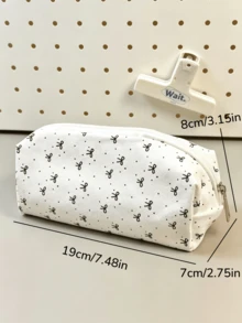 1pc Cute Large Capacity Cosmetic & Stationery Storage Bag, Bowknot Pencil Case, Student Stationery, Pencil Pouch, Travel Organizer, Back To School Essential - Bow Pencil Case - View 3