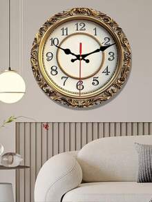 Vintage Elegant Wooden Round Wall Clock | Non-Electric 2D Flat Printed, Suitable For Farmhouse Home Decor, Applicable To Kitchen, Bedroom, Office, Easy To Read, No Ticking Sound, Battery Not Included, Size 25/30cm - Multicolor - View 4
