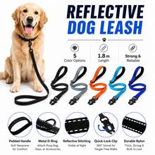 1pc 1.8m Reflective Dog Leash With Dual Padded Handles, 360° Swivel Quick-Lock Clip & D-Ring, Durable Nylon Walking Training Lead For Small, Medium & Large Dogs, 5 Colors - Multicolor - View 2