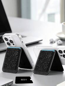 Tempat Kartu Ponsel Magnetik Berlian Berkilau Mewah, Dudukan Ponsel Multifungsi yang Dapat Diputar, Dompet Kartu 2-in-1, Tempat Kartu Perekat Belakang Ultra Tipis Anti-Demagnetisasi RFID, Penyimpanan untuk Kartu Identitas, Kartu Bank, Kartu Transportasi, Aksesori Ponsel Portabel untuk Perjalanan, Perjalanan Bisnis, dan Wisata, Unisex - MultiWarna - View 3