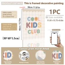 1件裝 帆布裝飾畫 兒童房牆面裝飾 波希米亞風「Cool Kids Club」裝框畫與「Play Every Day」兒童藝術畫 中性風格 即可掛裝 適合幼兒臥室、遊戲室、托兒所、嬰兒洗禮禮物、兒童禮物、趣味友誼主題 現代俏皮兒童房裝飾 - 彩色 - 查看 24