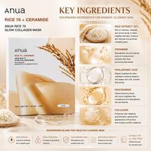 Anua قناع أنوا الأرز 70 توهج الكولاجين 4 قطع، قناع وجه كوري K-Beauty مع مستخلص الأرز والسيراميد، قناع وجه مرطب ومشرق ومشدد لتوهج البشرة الزجاجية، هدية هالوين، هدية عيد الميلاد - Collagen - مشاهدة 3