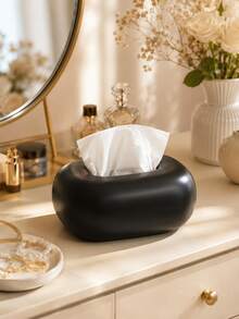 Minimalist Facial Tissue Box Holder, Single Matte Resin Tissue Box, Rounded Pebble Shape, Modern Home Decor, Suitable For Bathroom Countertop, Vanity, Coffee Table And Office - Multicolor - View 5