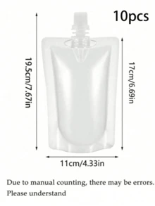 1/5/10/20個可重複使用飲料袋，300ml防漏直立式果汁袋，透明可補充飲料儲存袋，適用於咖啡、奶昔、牛奶、冷熱飲，戶外旅行便攜飲料容器 - 彩色 - 查看 14