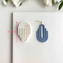 Cortador de arcilla polimérica con diseño de línea estilo bohemio, patrones geométricos y a rayas, para pendientes, colgantes, manualidades DIY - Blanco - Ver 10