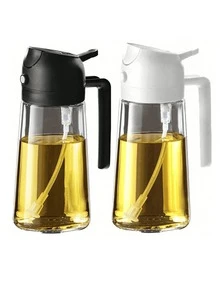 1件裝 2合1橄欖油噴霧瓶 橄欖油分裝噴霧器 黑色，適用於氣炸鍋、沙拉與BBQ，適合戶外燒烤與廚房使用，適用於油、水、烤肉定量噴霧 - 彩色 - 查看 14