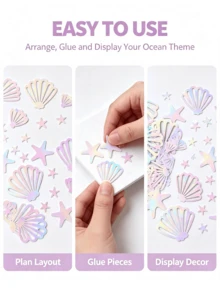 100/200件珍珠粉美人魚貝殼亮片紙屑，生日裝飾，包含海星與海洋主題桌面裝飾，適用於聖誕節、萬聖節 - 多色 - 查看 8