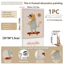 1 Peça Arte de Parede em Tela, Decoração de Quarto Infantil com Moldura, Arte de Parede de Quarto Infantil com Tema de Gato no Skate, Arte de Decoração de Quarto Infantil com Animais Vintage, Decoração de Sala de Jogos com Skate, Arte de Decoração de Quarto Infantil em Estilo Vintage, Decoração de Sala de Jogos, Decoração de Quarto Infantil, Arte de Parede, Presente para Meninas, Decoração de Banheiro, Decoração Pré-Escolar, Decoração de Berçário, Presente para Bebê, Presente para Recém-Nascido, Presente de Formatura, Decoração de Festa, Decoração do Dia das Mães, Decoração do Dia dos Pais - Multicolorido - Visão 12