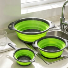 Portable Foldable Silicone Washing Strainer, Collapsible Handheld Food Drain Basket For Home Kitchen Cooking - 35 X 27 X 8.2 cm - View 4
