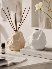 1pc/2pcs Wabi Sabi Asymmetrical Rock-Shaped Reed Diffuser Bottle, Textured Stone Aromatherapy Oil Container, Empty Fragrance Vase, Suitable For Home Bedroom Bathroom Desktop Decor, Minimalist Housewarming Gift - Vintage Stone Aroma Diffuser Bottle - View 10