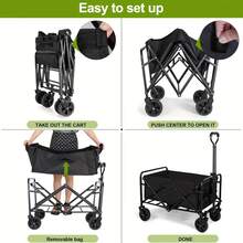 Foldable Track & Field Equipment Cart | Large Capacity Camping Wagon | Foldable Multi-Function Outdoor Trolley | 300kg Load Capacity, Large Adjustable Capacity, Suitable For Track & Field/Camping - A - View 6