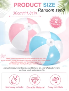 6 Peças - Bolas de Praia Infláveis (Com Bomba), Bolas Decorativas de Cor Suave, Acessórios para Piscina, Decorações de Festa em Material PVC de Cor Macaron, Adequado para Decoração de Festa de Aniversário de Verão para Adultos, Festa na Piscina de Verão, Despedida de Solteira, Presente de Aniversário e Atividades na Praia, Suprimentos de Verão ao Ar Livre, Jogos de Praia para Adultos, Suprimentos para Piscina. (Rosa, Azul) - Bola de praia - Visão 3