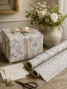 2 Rolls, 5m Each, Black & White Coloring Wrapping Paper Set, Floral Doodle & Paisley Print, Easy-Cut Rectangular Gift Wrapping Paper, Suitable For DIY Coloring, Birthday, Party, Wedding, Craft & All-Season Gift Wrapping - Graffiti Flower - View 1