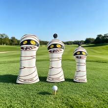 Personalized Cartoon Mummy Golf Wood Cover, Fits Driver, Fairway Wood, Hybrid, Wear-Resistant PU Leather Golf Club Headcover - White - View 4