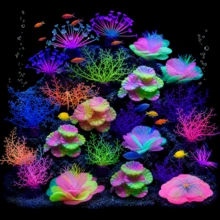 Soft Silicone Glow In The Dark Aquarium Coral Jewelry Soft Silicone And Realistic Color Change Glow In The Dark Creates Visual Effects That Are Easy To Place In The Aquarium Decoration - A - View 1
