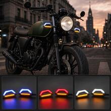 2 Direccionales Focos Faros Led Motocicleta Efecto Neon Tmax - Azul - Ver 1