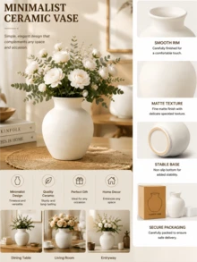 Vintage Ceramic Vase (1pc) - Handmade Round Decorative Vase, Rustic Nostalgic Style, Suitable For Home Gatherings, Kitchen, Living Room, Church, Office And Entryway Decor, Also As Christmas Table Centerpiece - Multicolor - View 4