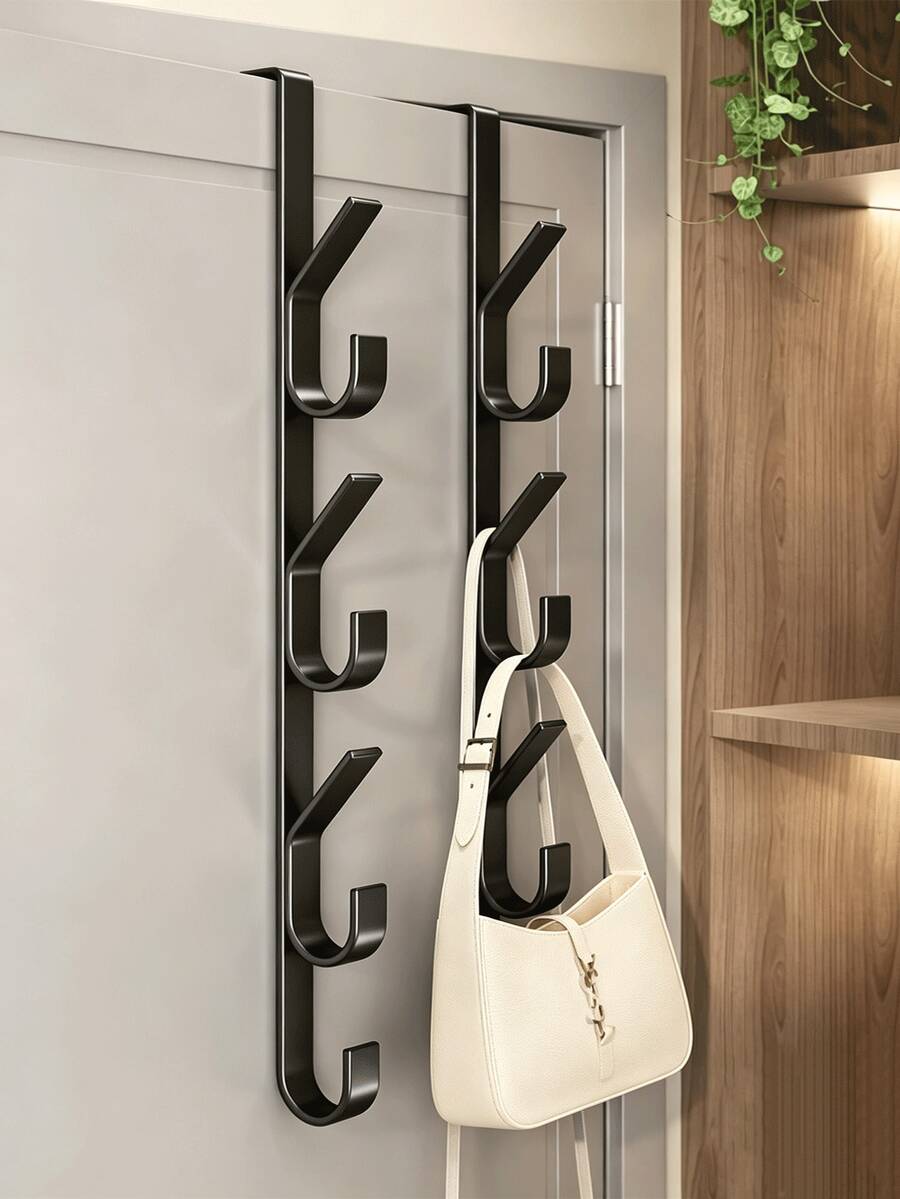 Space Saving Vertical Design Storage Hanging Hook Rack Heavy Duty Metal Multipurpose Towel Rack No Drill Mop Holder Shower Clothes Hanger Wall Mounted Towel Hooks Without Drilling Room Decor Bathroom Home Decor Bathroom Decor Key Holder - View 1
