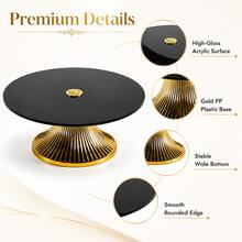 1pc Acrylic Dessert Tray, European Minimalist Design, Food Plate For Home Gathering Decoration, Cake Tray - Tall Plate With Gold Base and Black Plate - View 3
