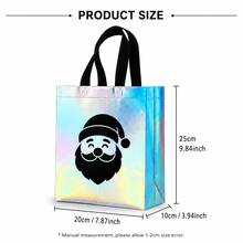 12 Pack Iridescent Christmas Gift Bags, 6 Designs Non-Woven Holiday Tote Bags With Handles, 20 X 25 X 10 Cm, Santa Snowman Tree Gingerbread Gift Bags For Christmas Party - 20x25x10cm - View 3