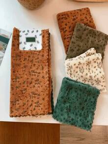 1/2/4/6/8pcs Floral Pattern Cleaning Cloths, Quick-Dry Thickened & Widened Kitchen Towels, Soft & Breathable, Suitable For Bath Towels, Car Polishing Pads And Glassware Cleaning, Square Towels - Multicolor - View 4