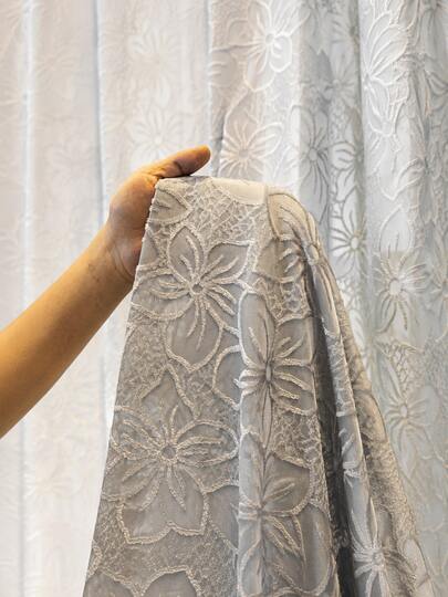 NOSBEI 1 pieza Cortina de Jacquard con flores de cerezo y ojales, cortinas de ventana con filtración de luz y privacidad, para sala de estar, dormitorio y decoración del hogar
