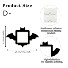 1件裝萬聖節木製燈開關插座裝飾框，蝙蝠殭屍手蜘蛛網波浪邊緣插座框裝飾，自黏式易安裝，恐怖3D牆面邊框貼紙，適用臥室客廳節日派對居家裝飾 - 多色 - 查看 16