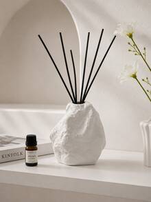 1pc/2pcs Wabi Sabi Asymmetrical Rock-Shaped Reed Diffuser Bottle, Textured Stone Aromatherapy Oil Container, Empty Fragrance Vase, Suitable For Home Bedroom Bathroom Desktop Decor, Minimalist Housewarming Gift - Vintage Stone Aroma Diffuser Bottle - View 5