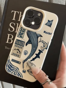 1件 白色海洋鯨魚碎片極簡風個性化 TPU 防震全包覆手機殼，適用於 Apple 17 16 15 14 13 12 11 Pro Max Air 及系列 - 彩色 - 查看 4
