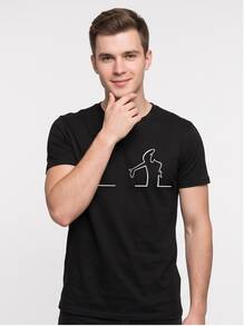 Local Stock, Brand, Balum La Linea Men's T-Shirt - 黑色 - 查看 1