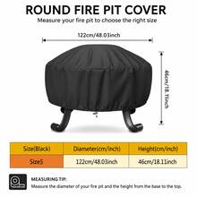 Round Fire Pit Cover - 5 Sizes Available, Heavy Duty 300D Oxford Fabric, Drawstring Design Bottom (Black), Suitable For Fire Pit, Propane Fire Pit, Perfect Holiday Party Gift For Family And Friends (Cover Only) - View 7