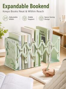 1pc Chinese Style Expandable Bookshelf, Foldable Desktop Book Organizer With Adjustable Bookends, Creative Bookshelf Stand, Suitable For Students, Middle School And High School, Office Desk Accessory, School And Office Supplies - Multiple Options Available - View 1