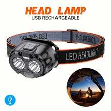 2 piezas Faros LED de alta luminosidad para camping, ángulo ajustable, 3 modos de iluminación, luz de trabajo portátil de ABS, luz nocturna recargable por USB, adecuada para pesca, senderismo, camping y mochileros - Multicolor - Ver 2