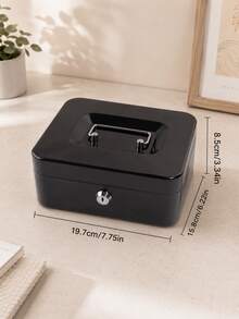 1PC Durable Metal Cash Box, For Store Cashier Portable Metal Cash Box - With Key Lock And Removable Tray Design, A Money Box For Storing Change And Coins At Home - Single Piece - View 2