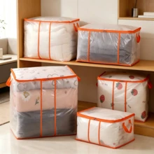 Tas Penyimpanan Selimut Lipat, Organizer Selimut & Pakaian Kapasitas Besar, Penutup Resleting dengan Dua Pegangan, Kotak Penyimpanan Jaring Transparan, Penyimpanan Rumah Hemat Ruang untuk Lemari & Kamar Tidur, Ideal untuk Hadiah Pindah Rumah - MultiWarna - View 8