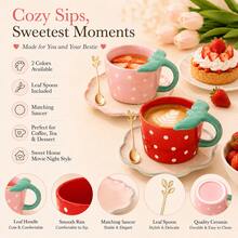 WGROOM Ceramic Cup And Saucer Set With Stainless Steel Spoon – Elegant 3 PiecesCoffee Tea Set For Home & Afternoon Tea - Multicolor - View 5