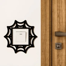 1件裝萬聖節木製燈開關插座裝飾框，蝙蝠殭屍手蜘蛛網波浪邊緣插座框裝飾，自黏式易安裝，恐怖3D牆面邊框貼紙，適用臥室客廳節日派對居家裝飾 - 多色 - 查看 7