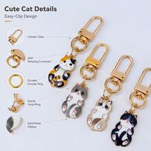 Miniso 1pc Cute Cat Keychain, Mini Kitten Pendant With Gold-Tone Lobster Clasp, Lightweight Bag Charm For Handbag, Backpack, Purse, Pouch And Keys, Cat Lover Gift, 4 Styles Available - Calico Cat - View 5