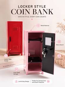 1PC Rectangular 3D Metal Money Box,Stylish Money Box For Multi-Layer Cash Storage,Metal Locker Coin Bank With Lock Desktop Storage For Coins Keys - Single Piece - View 6