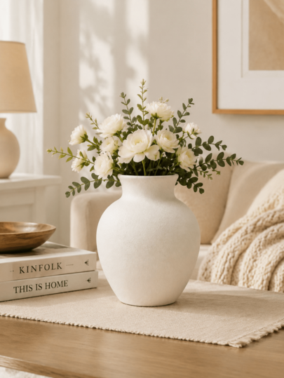 Vintage Ceramic Vase (1pc) - Handmade Round Decorative Vase, Rustic Nostalgic Style, Suitable For Home Gatherings, Kitchen, Living Room, Church, Office And Entryway Decor, Also As Christmas Table Centerpiece