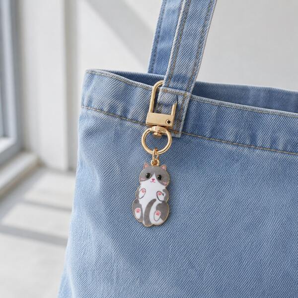 Miniso 1 pieza Llavero de gato lindo, colgante de gatito mini con cierre de langosta en tono dorado, colgante ligero para bolso, mochila, cartera, bolsa y llaves, regalo para amantes de los gatos, 4 estilos disponibles