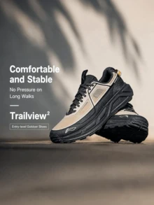 Li-Ning AXJ STRIDE 2 Outdoor Hiking Shoes, Breathable Shock-Absorbing Casual Sports Shoes For Men And Women, Suitable For Daily Hiking AHTW007 - Gravel Grey/Cold Ebony Black - View 1